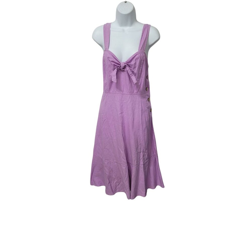 Chelsea & Violet Dress M Lilac Sleeveless Button-Side Midi Bow Detail - Picture 12 of 12